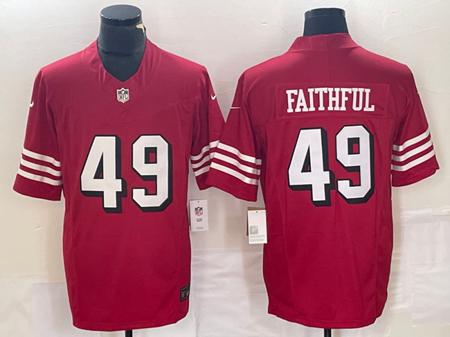 Men's San Francisco 49ers #49 Faithful New Red 2023 F.U.S.E. Vapor Untouchable Limited Stitched Football Jersey
